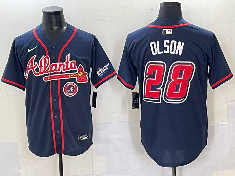 Men Atlanta Braves 28 Olson blue Nike 2025 MLB Jersey style 006